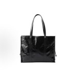 PRADA Enamel metal triangular logo Tote bag, Tote bag, shopping bag, handbag, large size for women, black